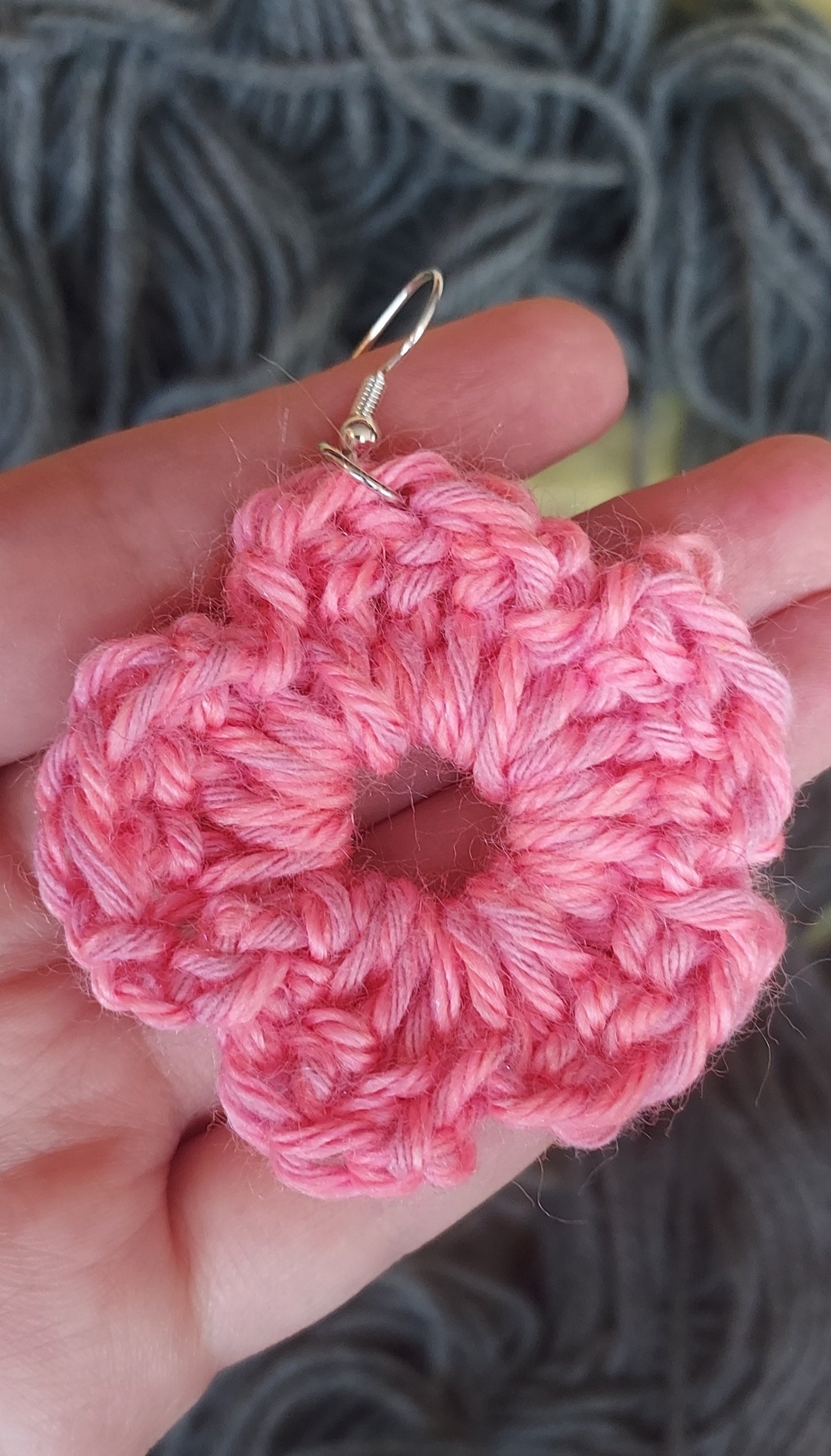 Pink flower earrings