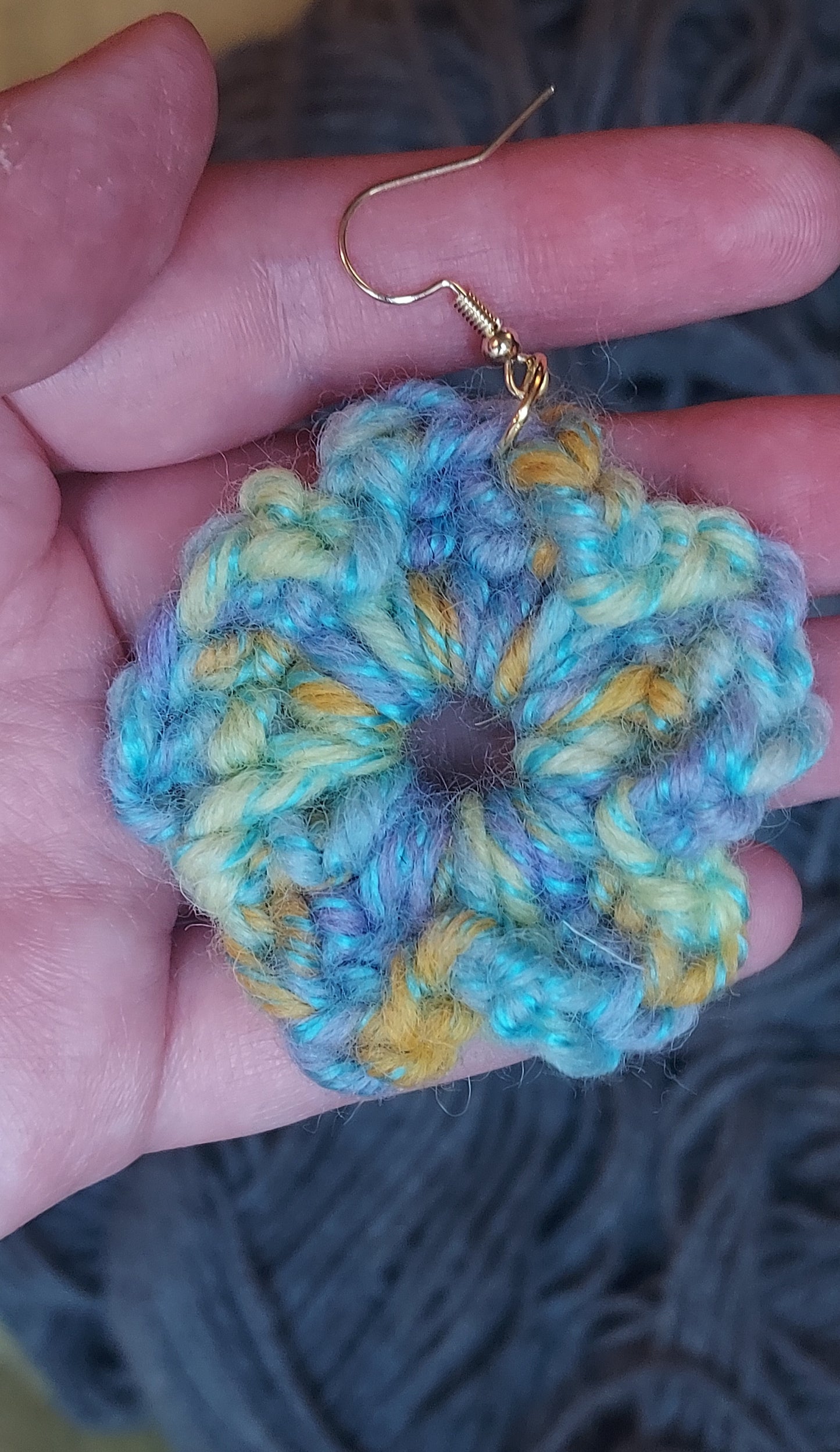 Blue and yellow flower earrings