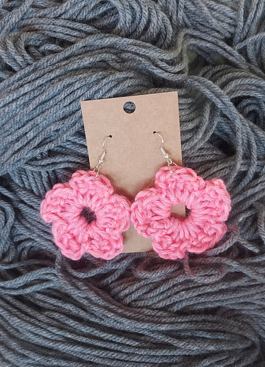 Pink flower earrings