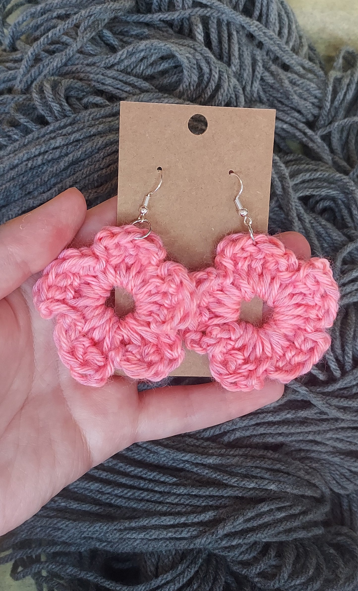 Pink flower earrings