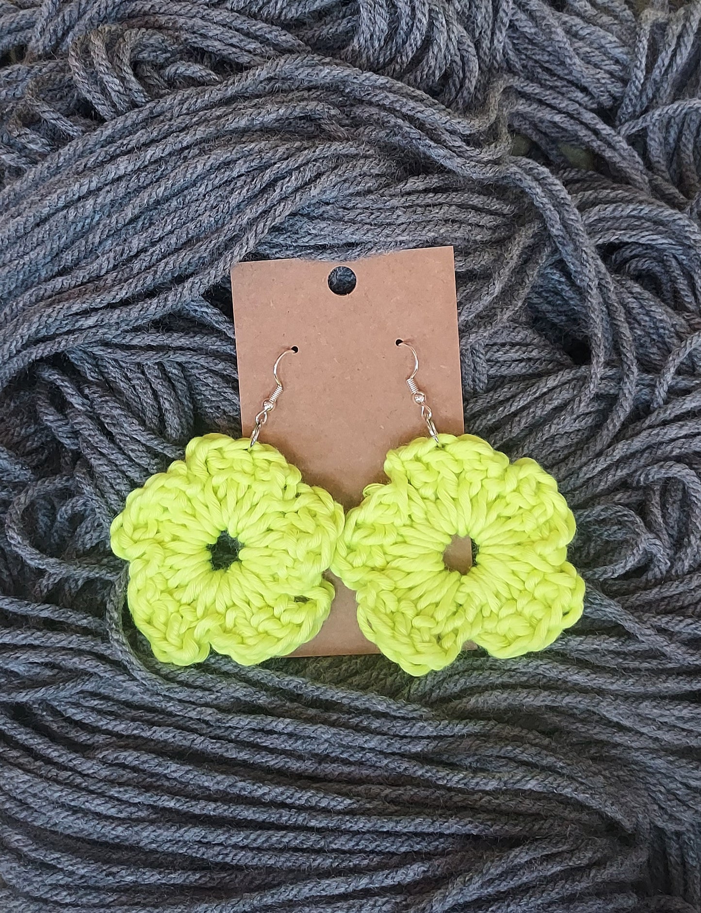Neon yellow flower earrings