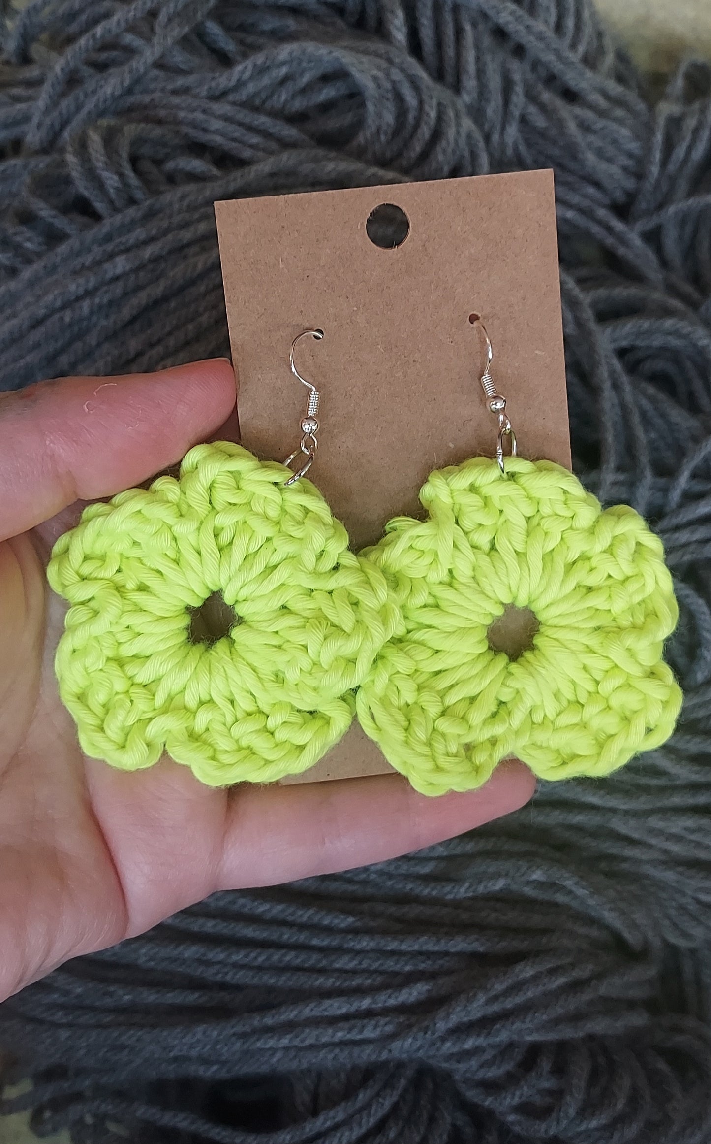 Neon yellow flower earrings