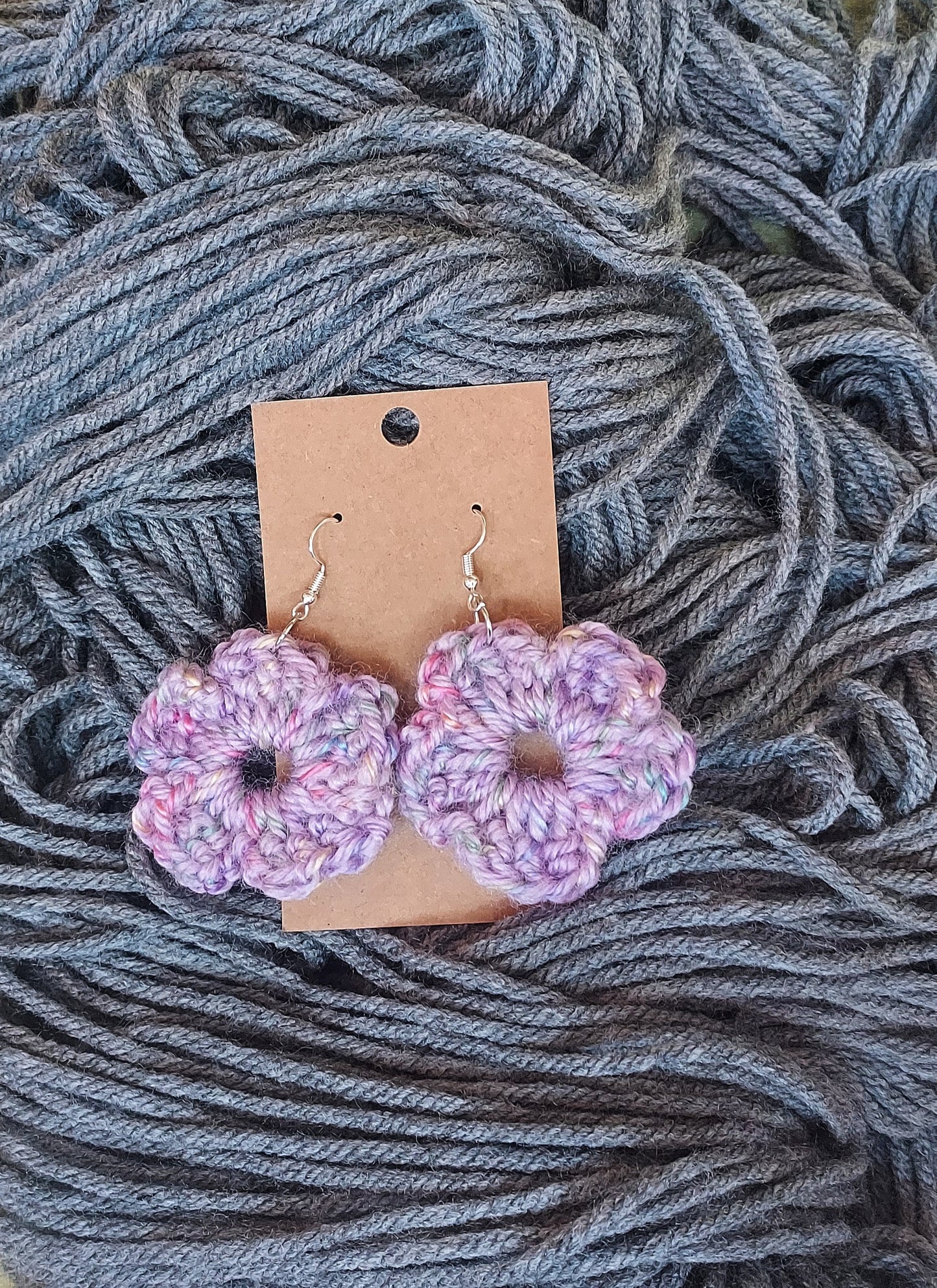 Purple flower earrings