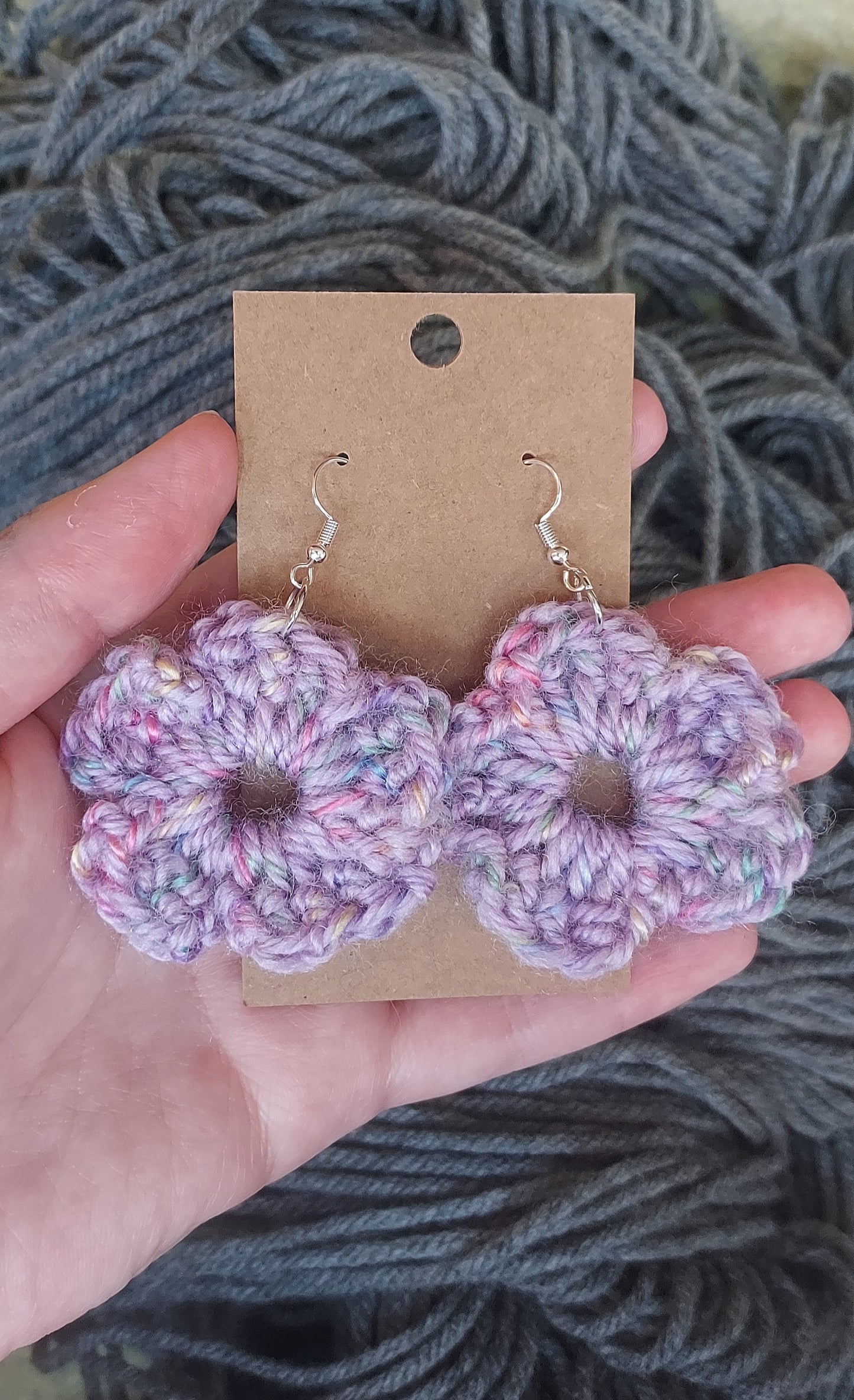 Purple flower earrings