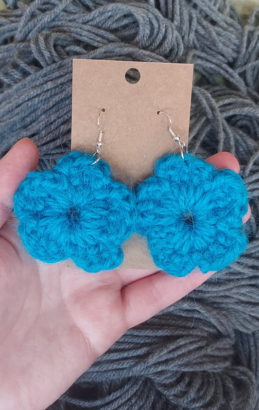 Blue flower earrings