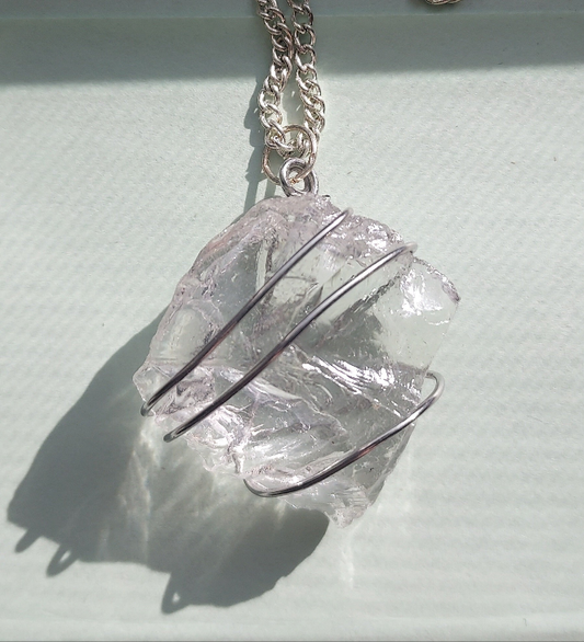 Wire Wrapped Clear Quartz Necklace