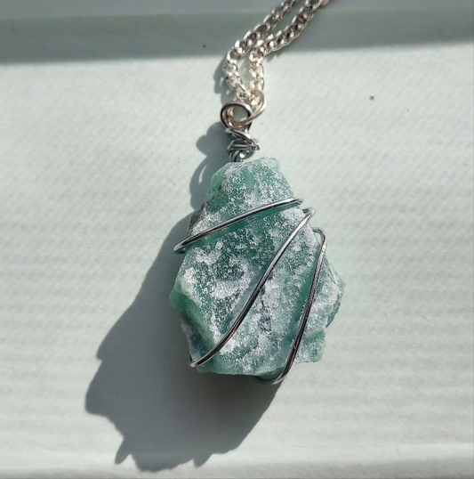 Wire Wrapped Green Aventurine Necklace