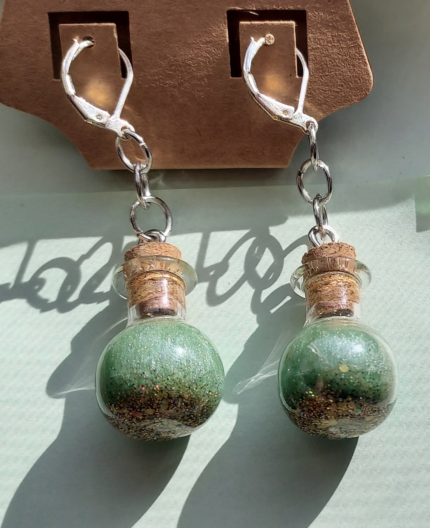 Green Potion Bottle Earrings