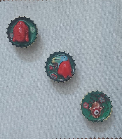 Red Theme Bottle Cap Magnets