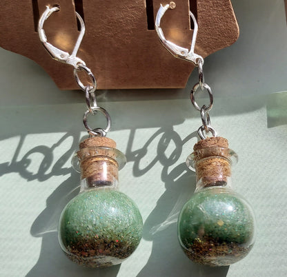 Green Potion Bottle Earrings