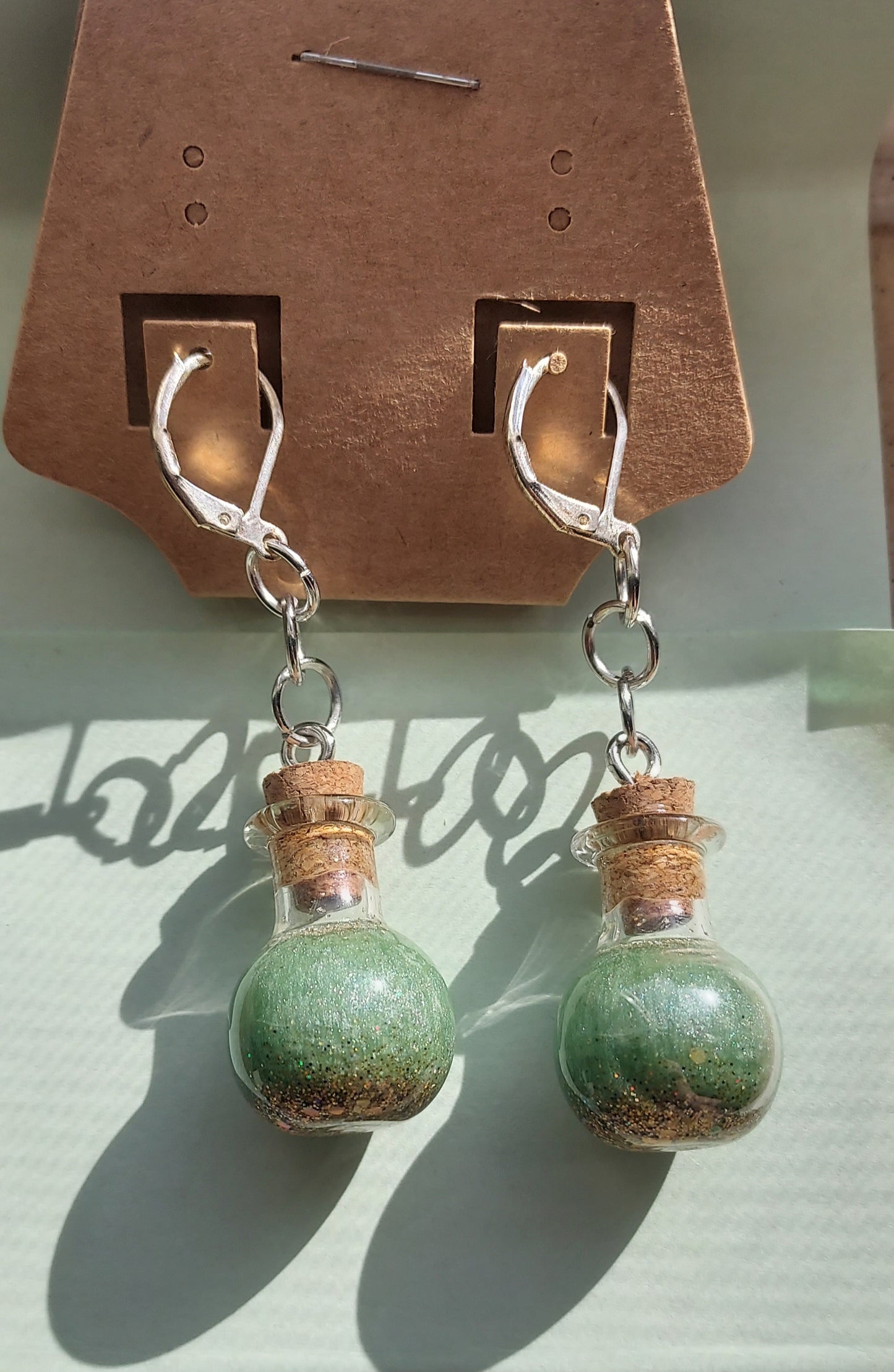 Green Potion Bottle Earrings