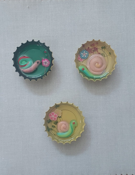 Snails Bottle Cap Magnets