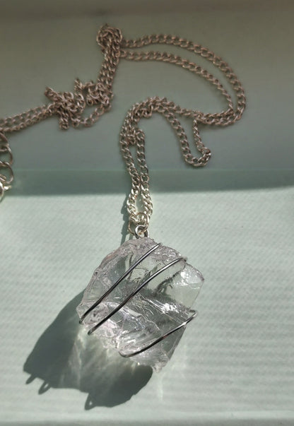 Wire Wrapped Clear Quartz Necklace